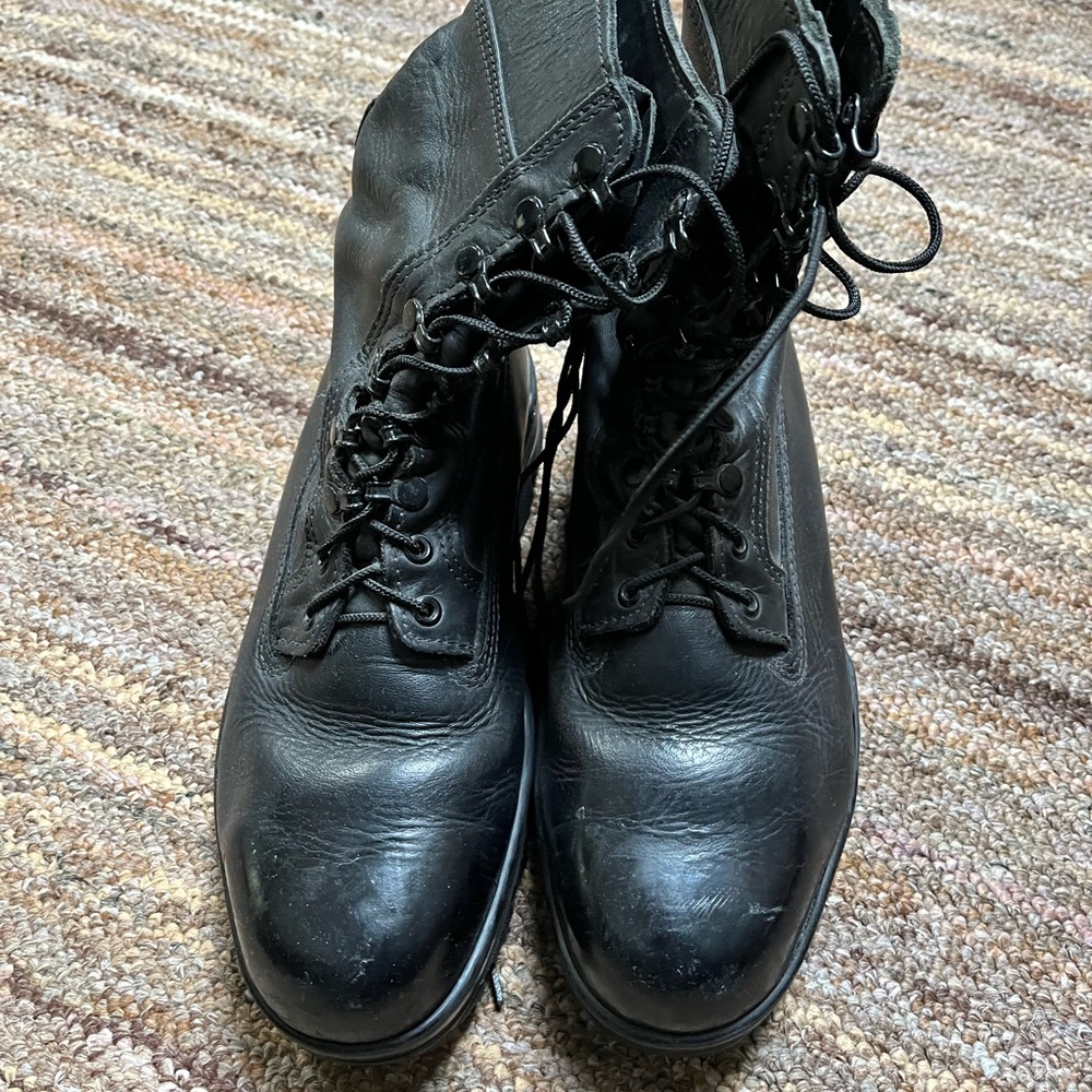 Black leather military boots